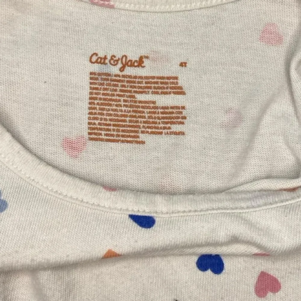 Cat & Jack Girls Heart Print Dress 4T Short Sleeve White Everyday